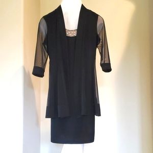 ❤️  Little black dress with matching sheer jacket.